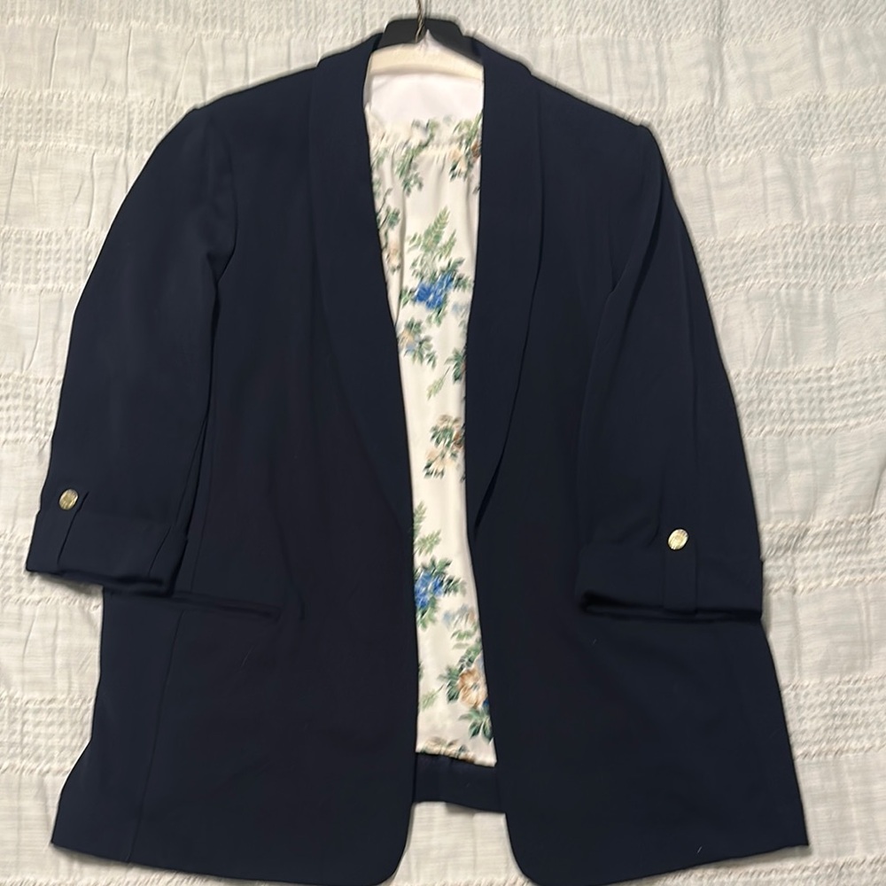 Anne Klein Navy Blue Blazer Classic Suit Jacket